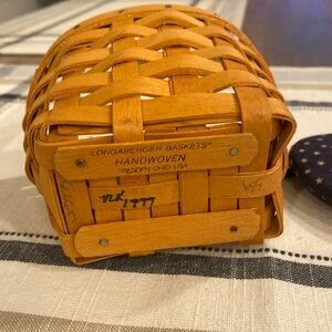 Small Genuine Longaberger Basket w/Fabric Americana Lid